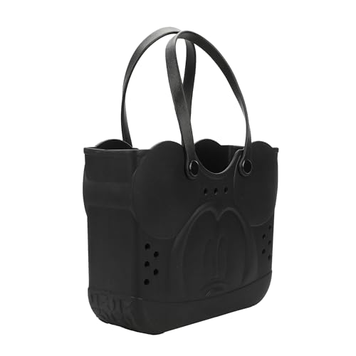 Disney Mickey Mouse Big Face 16.5" Adult Black Water-Resistant Rubber Molded Large Gummy Tote Beach Swim Bag2