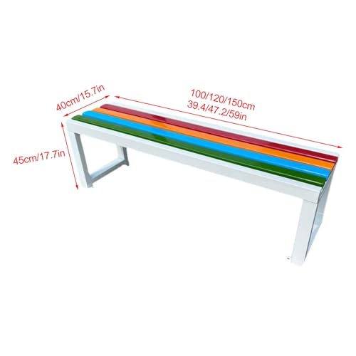 Outdoor Bench, 2-3 Person Garden Benches for Outdoors, Weatherproof Outdoor Backless Bench, Patio Dining Bench Front Porch Benches, for Backyard, Garden, Porch, Patio(White,100cm/39.4in) - Image 2