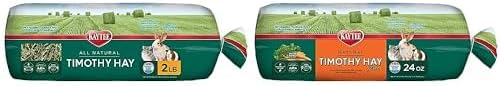 Kaytee All Natural Timothy Hay, 2 lb Timothy Hay Plus Carrots, 24 oz Bundle
