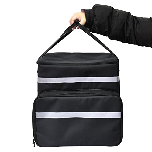 Uber Eats Doordash Thermotasche für Lebensmittel, Thermotasche, groß, auslaufsicher, wasserdicht, für Fahrrad, Schwarz, Rucksack