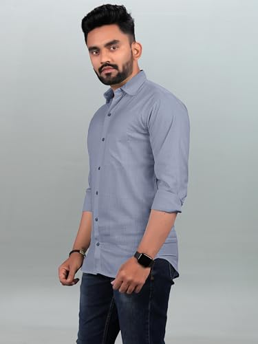 Image of Men Regular Fit Solid Spread Collar Casual Shirt