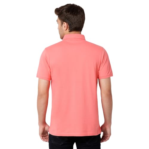 Image of Spykar Men's Slim Fit Polo Neck Half Sleeve Solid Casual T-Shirt