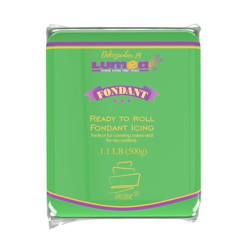 Dekozauber24 Fondant Icing 500g for cakes and figurines gluten free ready to roll edible cake decorations (Green)