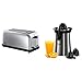 Russell Hobbs Toaster Grille Pain 1600W, 2 Longues Fentes, Chauffe Viennoiserie - Victory & Presse Agrumes Electrique, 2 Sens Rotation, 2 Cônes Interchangeables, Jus de Fruit Frais Rapide - Inox