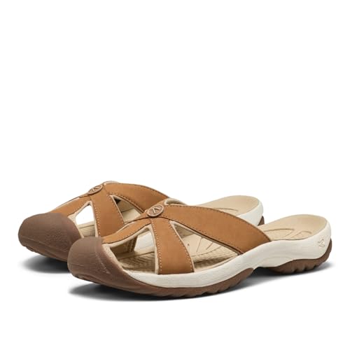 KEEN Women's Bali Slip On Leather Sandals Closed Toe Flip-Flops, Chipmunk/Birch, 8 by KEEN - Used condition - Image 5