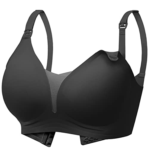 Gailife Cross Mesh Nursing Bras For Breastfeeding Ultra Comfort Maternity Bras Seamless Bralette With Extra Extender - Black-M #TOP8
