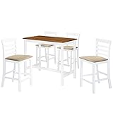 Photo Gallery snsowed set tavolo e sedie da bar 5 pz legno massello marrone e bianco-275234 Photo Gallery snsowed set tavolo e sedie da bar 5 pz legno massello marrone e bianco-275234