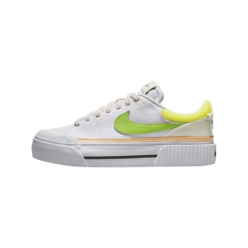 NIKE Baskets pour femme, Blanc/rose perle/jaune opti/vert action, 40.5 EU