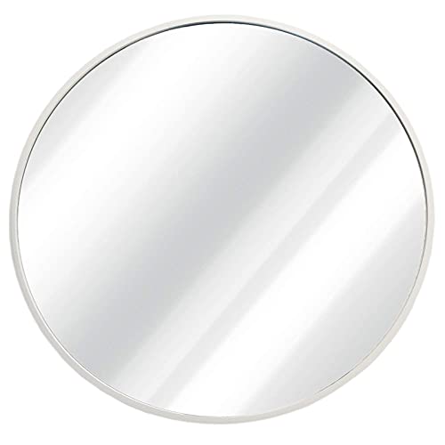 Nb Silver Round Wall Mirror 24 Inch Large Circle Mirror, Rustic Accent Mirror For Bathroom, Living Room, Entryways, Metal Silver Round Mirror For Wall, Make Up Vanity Mirror #TOP3