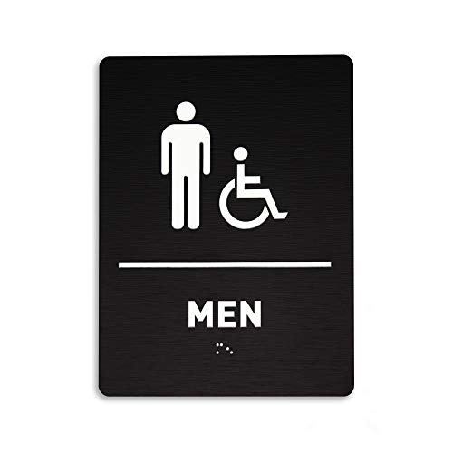 Men Restroom Identification Sign - Wheelchair Accessible, ADA Compliant Bathroom Sign, Raised Icons