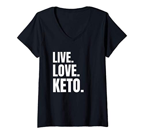 Mujer Keto Diet - Live Love Keto - Regalo de dieta cetogénica Camiseta Cuello V