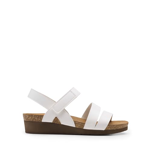 DREAM PAIRS DREAM PAIRS Women's Low Heel Wedge Sandals, Round-Toe Comfortable Casual Flatform Dress Shoes with Arch Support,Size 8.5,White,DWUMWS2506