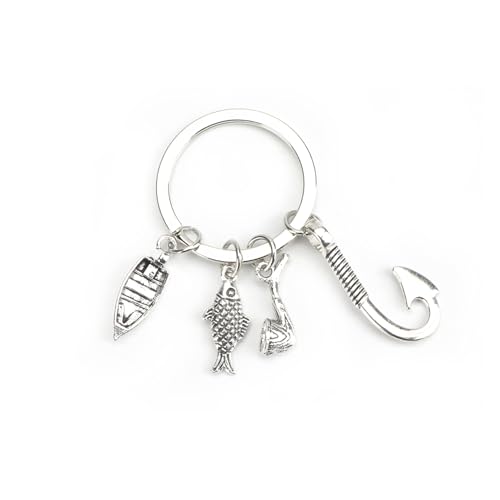 Tranbath Porta-chaves personalizado de aço inoxidável para pescadores, presente para amantes de peixes e pais de aniversário ou despedida, presentes exclusivos para mãe, bons amigos e colegas, prata