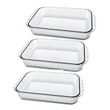Couleur : transparent JUANIO Lot de 3 Plateau à Four rectangulaire, Plat à gratin, Moule de Cuisson en Verre, capacité 5 L - Longueur 40.4 x Profondeur 24.9 x Hauteur 7.2 cm