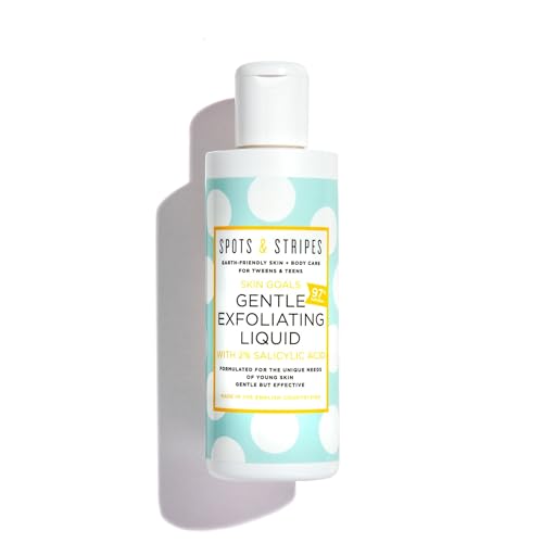 Spots & Stripes - Skin Goals Gentle Exfoliating Liquid for Girls with Salicylic Acid Sensitive Skin Face Exfoliator Reduces Breakouts with Green Tea Extract and Aloe Vera Leaf Juice (125ml)