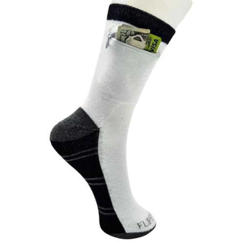 Image of Zipper Sock Wallet - Cotton & Polyester Zipper Socks with Pockets - Fits shoe size 6-13