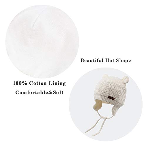 Xiaohawang Warm Baby Hat Cute Bear Toddler Earflap Beanie For Fall Winter (0-7Months, White) #TOP4