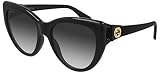 Gucci Women's Classic Cat Eye Sunglasses, Black Black Grey, One Size