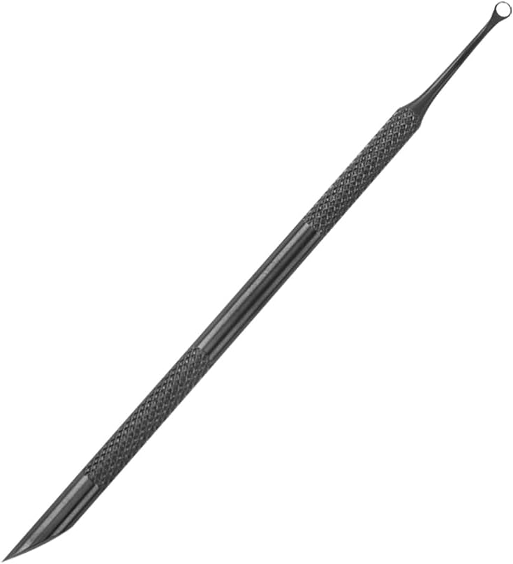 14cm Dual Ended Cuticle Pusher Stainless Steel Cuticle Remover Sticks Dead Skin Removal Pushers Manicure Pedicure Scraper Fingernail Polishing Pusher Non Slip Nail Cleaner Tool with Loop Silver