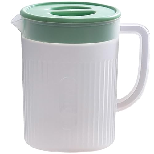 Toguma 2.2 Liter Plastic Water Pitcher Large-Capacity Household Water Jug with Lid, Beverage Container for Hot Cold Juice Tea (Transparent Green)