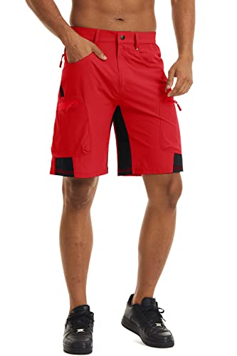 Crysully Men's Cycling Hiking Quick Dry Shorts Outdoor Summmer Active Shorts Red #TOP2