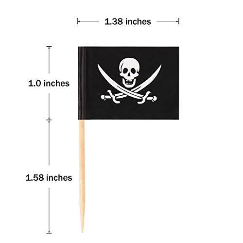 Donoter 100 Pack Pirate Flag Toothpicks Cupcake Topper Picks For Halloween Themed Birthday Party Cake Decorations #TOP1
