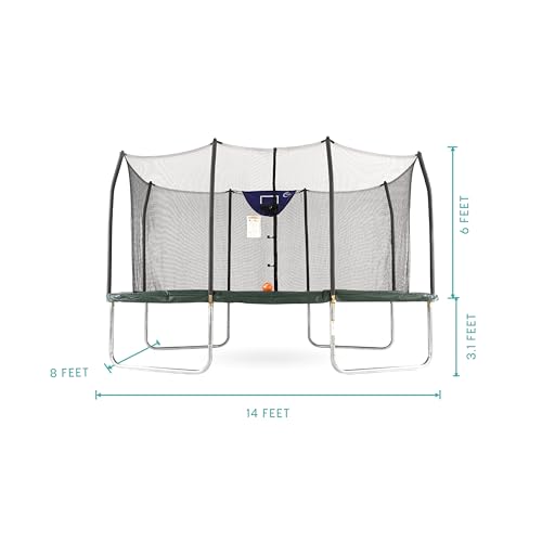 Image of Skywalker Trampolines 14X8 15x9 FT Rectangle Trampoline with Enclosure Net