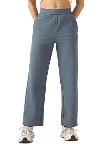 Image of TECHNOSPORT Women's Straight Fit Solid Track Pant for Casual Wear, Active Lifestyle