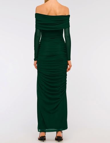 Women Off Shoulder Dress Long Sleeve Bodycon Mesh