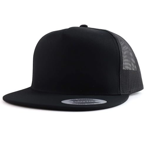 Trendy Apparel Shop Oversize XXL Structured Blank 5 Panel Flatbill Snapback Mesh Cap