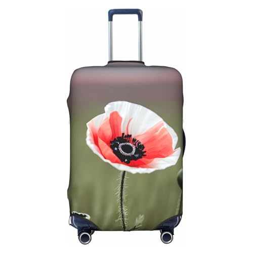 Beautiful Poppy Flower Ink Tsa Approved Luggage Cover For 18-32 Inch Suitcases Scratch-Resistant Stretch Luggage Cover