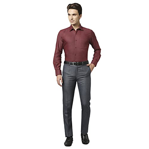 Image of Raymond Men's Pure Cotton Jacquard Pattern Slim Fit Semi Cutaway Collar Full Sleeve Formal Shirt