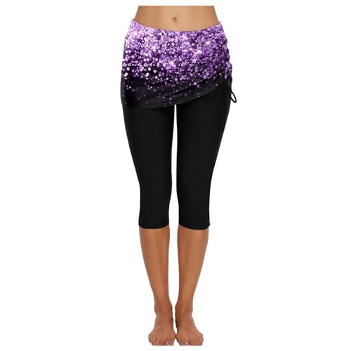 Short de bain femme long taille haute drapé pour la natation