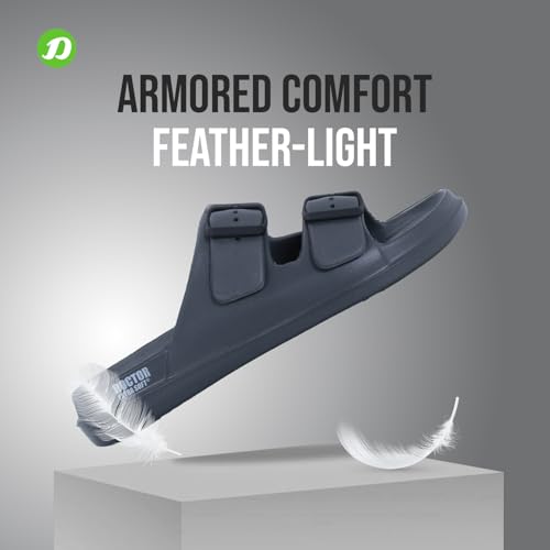 DOCTOR EXTRA SOFT Men's Classic Cushion Sliders/Slippers With Adjustable Buckle Strap For Adult|Comfortable & Lightweight|Stylish & Anti-Skid|Waterproof & Everyday Flip Flops For Gents & Boys D-505