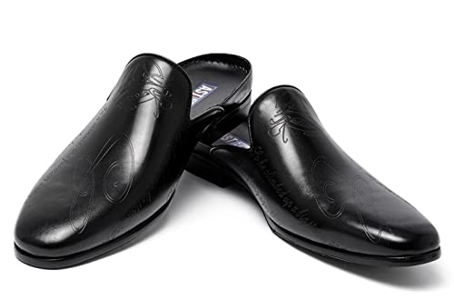 Santimon Men's Mules & Clogs Genuine Leather Slip-On Loafers - Dress Casual Open Back Sandals Slippers Summer Shoes for Business Prom Wedding4