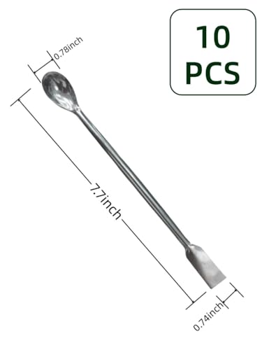 luvilly 10PCS Stainless Steel Lab Spoon Spatula - 2 in 1 Mixing and Sampling Tool