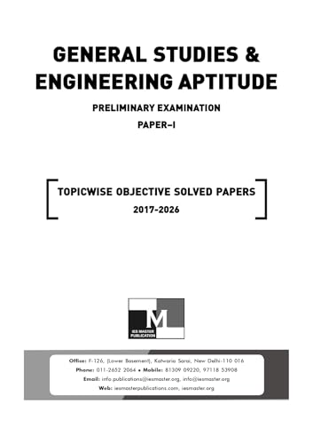 Image of ESE 2027 Prelims Paper-01 | GS & Engineering Aptitude Book | Topicwise Previous Year Solved Papers (2017-2026) | General Studies Paper-I for ESE ... Explanations | IES Master Publication