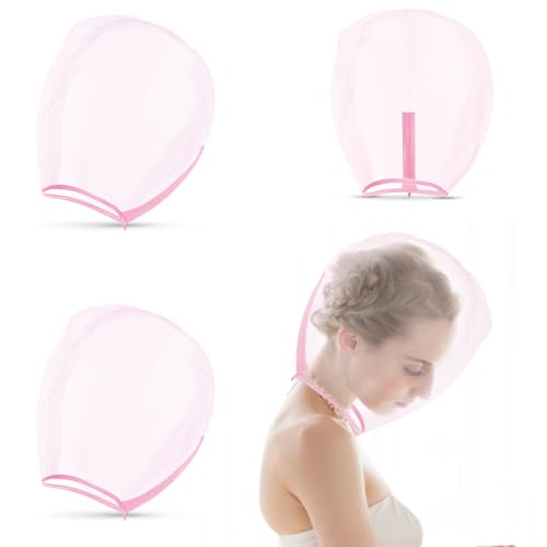 Flutesan 3 Pieces Makeup Protector Hood Protects Hair and Make up Nylon Chiffon Light Airy Makeup Hood Zipper Closure Face Cover Washable Hair Net Face Mask Cover for Women Beauty Weddings(White)