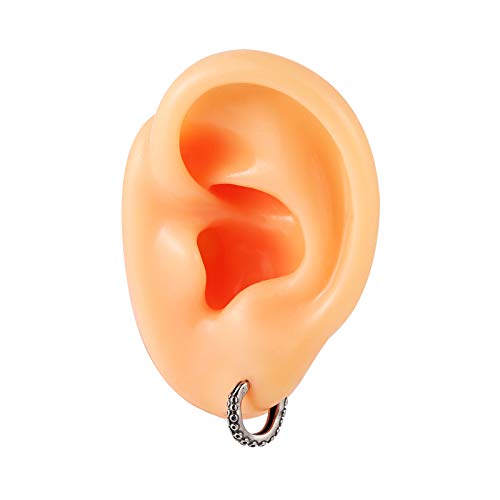 HZMAN Vintage Silver Octopus Tentacle Stainless Steel Hoop Earrings Party Punk Goth Bike Jewelry Gift for Men Women (Octopus Tentacle Silver)2