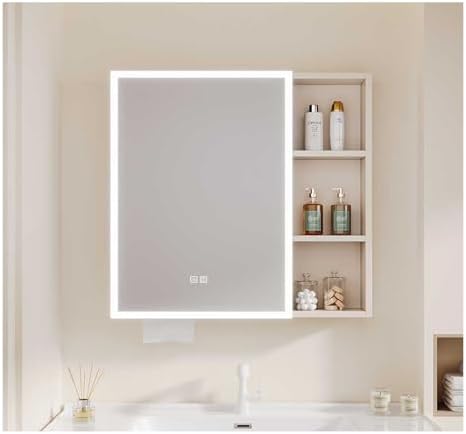 Wall-Mounted Bathroom Cabinet with Mirror, Aluminum Alloy, One-Button Defog, Multi-Scene Use, 100x68cm (39.4x26.7in) - Stylish Storage Solution for Modern Bathrooms