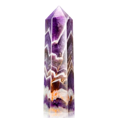 FoiiLiio 9-10cm Torre de Amatista Cristal de Roca Piedra Preciosa Natural Vástago de Cristal Grandes Torres Piedra Curativa Meditación Energía Piedra