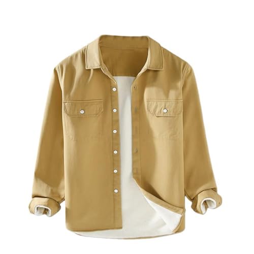 Camisa de manga larga de algodón grueso premium y forro polar interior