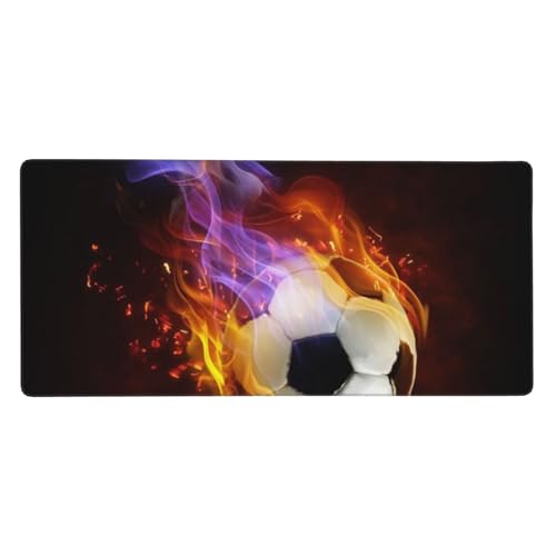 Tapis de souris grand format football de feu pour eviter le glissement du clavier