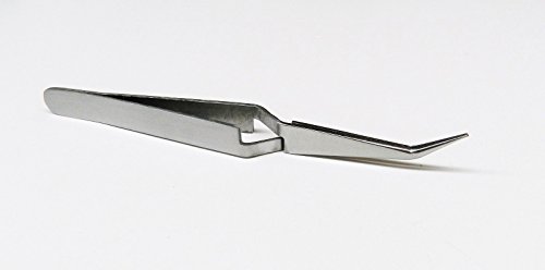 Tweezers Bent Tip Cross Locking 45 Degree Curve Cross Lock 4-1/2" Stainless By Jts #TOP1