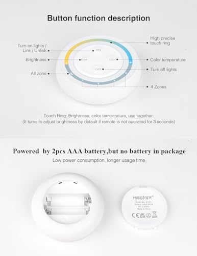 Image of LGIDTECH S1W+ CCT 4-Zone Sunrise Remote Controller,Compatible with Miboxer Single Color & Dual White Series LED Lamp,Strip Controller