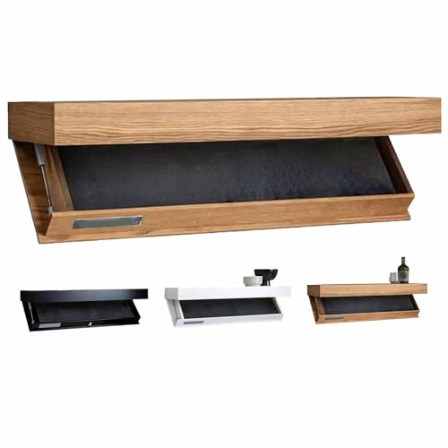 SAYEYBU Versteckte Regal-Tresor mit Klappfach, Wand-Flottregal für Heimdekoration & Aufbewahrung, Verborgener Organisator für Küche, Schlafzimmer & Kinderzimmer,Natural