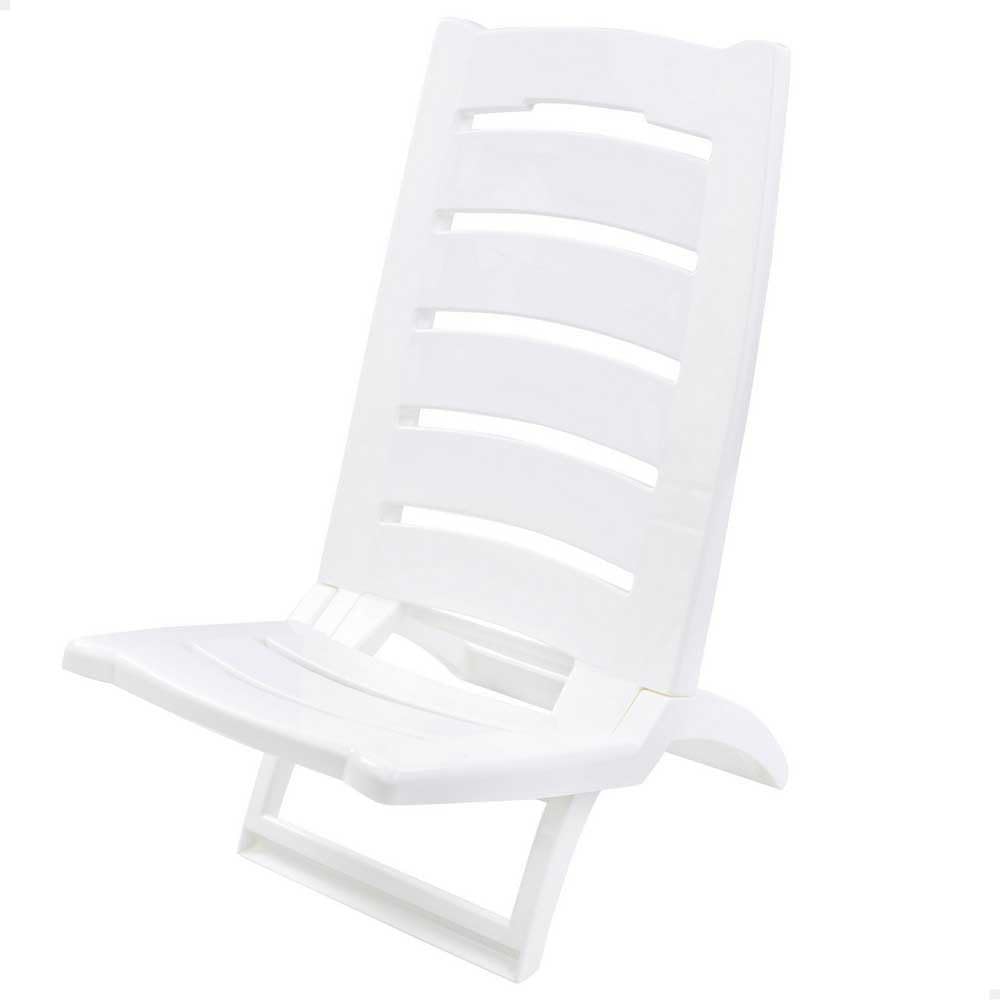 AKTIVE 62653 - Silla de Playa Blanca de plástico, Ligera, Plegable, fácil de Transportar, Medidas 37.5x55x65 cm