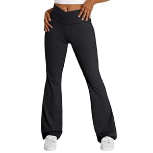 Trendy Queen Flare Leggings for Women Wide Leg Yoga Pants V Crossover High Waisted Bootcut Work Pants Fall Outfits 2024