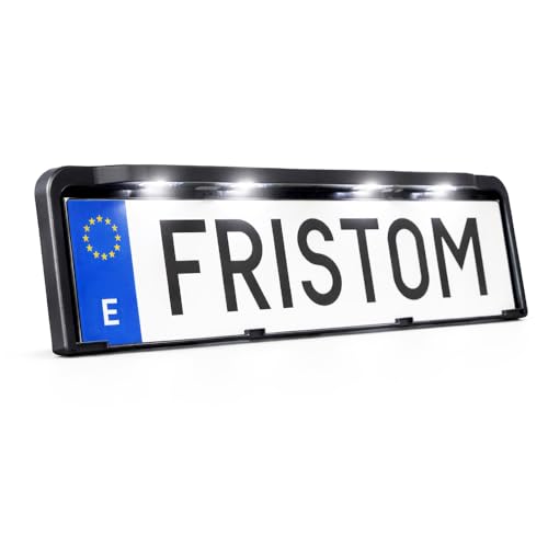 Portamatrículas LED Profesional con Iluminación, 4 Pilotos Leds Blancos Integrados en Soporte, 12V/24V, Sistema de Cambio Rápido sin Herramientas para Camiones, Remolques y Caravanas Homologado