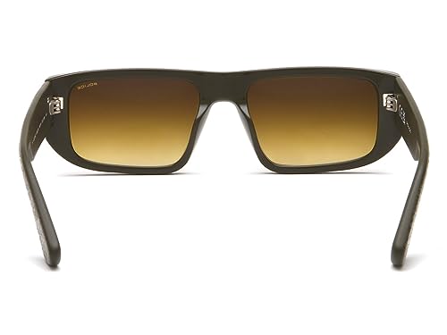 Image of POLICE | 100% UV protected | Unisex | Large | Full Rim | Rectangular | Frame: Shiny Dark Olive Polycarbonate | Lens: Brown Gradient CR39